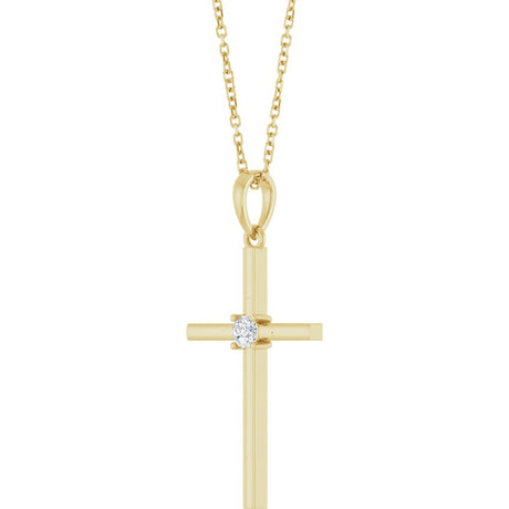 14K Yellow 1/10 CT Natural Diamond Cross 16-18" Necklace