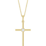 14K Yellow 1/10 CT Natural Diamond Cross 16-18" Necklace
