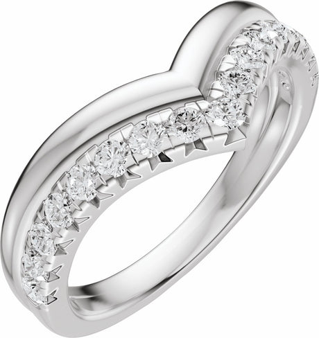 14K White Gold 1/3 CTW Natural Diamond Contour Band