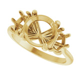 14K Yellow Gold 8.2 mm Round Three-Stone Engagement Ring Mounting