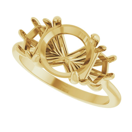 14K Yellow Gold 8.2 mm Round Three-Stone Engagement Ring Mounting