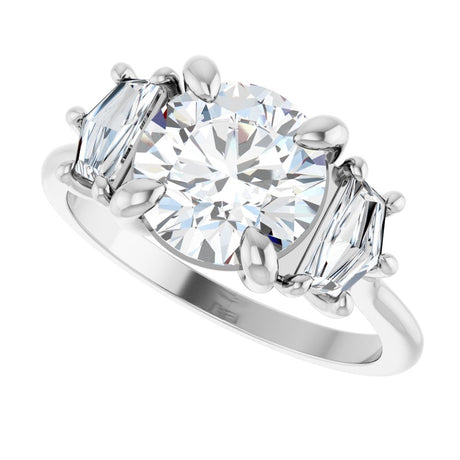 14K White Gold 2 3/8 CTW Lab-Grown Diamond Three-Stone Engagement Ring