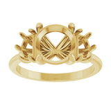 14K Yellow Gold 8.2 mm Round Three-Stone Engagement Ring Mounting