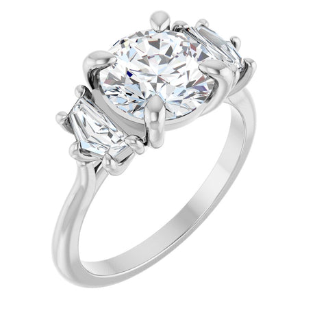 14K White Gold 2 3/8 CTW Lab-Grown Diamond Three-Stone Engagement Ring