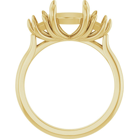 14K Yellow Gold 8.2 mm Round Three-Stone Engagement Ring Mounting