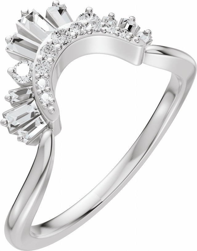 14K White Gold 1/3 CTW Natural Diamond Contour Band
