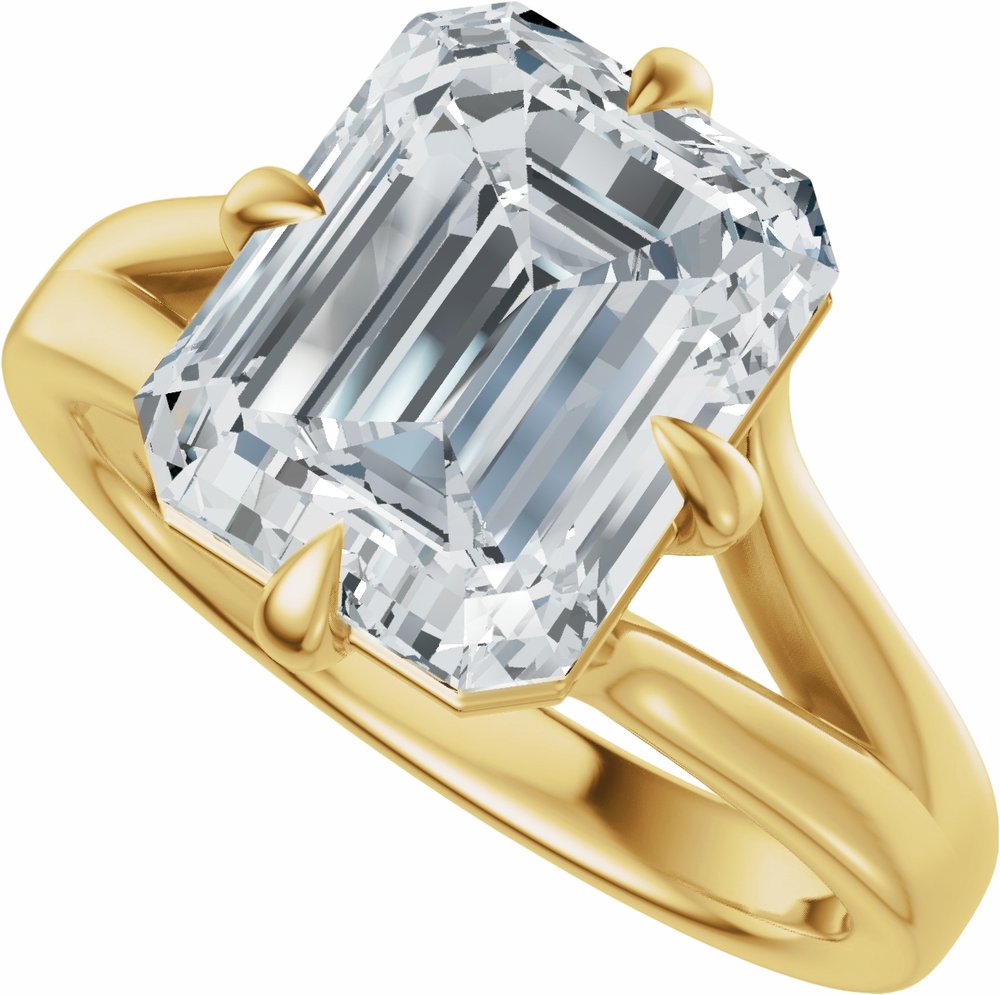 14K Yellow Gold 8x6 mm  Emerald Engagement Ring Mounting
