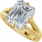 14K Yellow Gold 8x6 mm  Emerald Engagement Ring Mounting