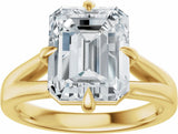 14K Yellow Gold 8x6 mm  Emerald Engagement Ring Mounting