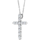 14K White Gold 3/8 CTW Natural Diamond Cross 16-18" Necklace