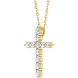 14K Yellow 3/8 CTW Lab-Grown Diamond Cross 16-18" Necklace