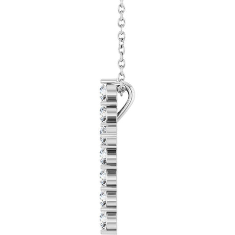 14K White Gold 3/8 CTW Natural Diamond Cross 16-18" Necklace