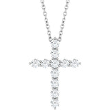 14K White Gold 3/8 CTW Natural Diamond Cross 16-18" Necklace