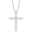 14K White Gold 3/8 CTW Natural Diamond Cross 16-18" Necklace