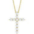14K Yellow 3/8 CTW Lab-Grown Diamond Cross 16-18" Necklace