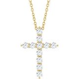 14K Yellow 3/8 CTW Lab-Grown Diamond Cross 16-18" Necklace