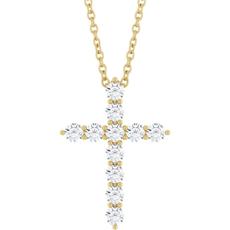 14K Yellow Gold 3/8 CTW Natural Diamond Cross 16-18" Necklace