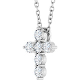 14K White 1/4 CTW Natural Diamond Cross 16-18" Necklace