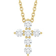 14K Yellow Gold 1/4 CTW Lab-Grown Diamond Cross 16-18" Necklace