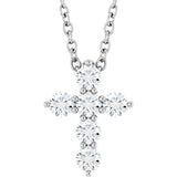 14K White Gold 1/4 CTW Natural Diamond Cross 16-18" Necklace