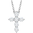 14K White 1/4 CTW Natural Diamond Cross 16-18" Necklace