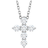 14K White 1/4 CTW Natural Diamond Cross 16-18" Necklace
