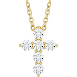 14K Yellow Gold 1/4 CTW Natural Diamond Cross 16-18" Necklace