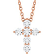 14K Rose Gold 1/4 CTW Natural Diamond Cross 16-18" Necklace