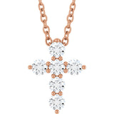 14K Rose Gold 1/4 CTW Natural Diamond Cross 16-18" Necklace