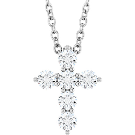 14K White Gold 1/4 CTW Lab-Grown Diamond Cross 16-18" Necklace