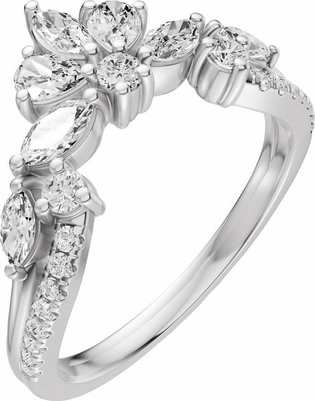 14K White Gold 3/4 CTW Natural Diamond Contour Band