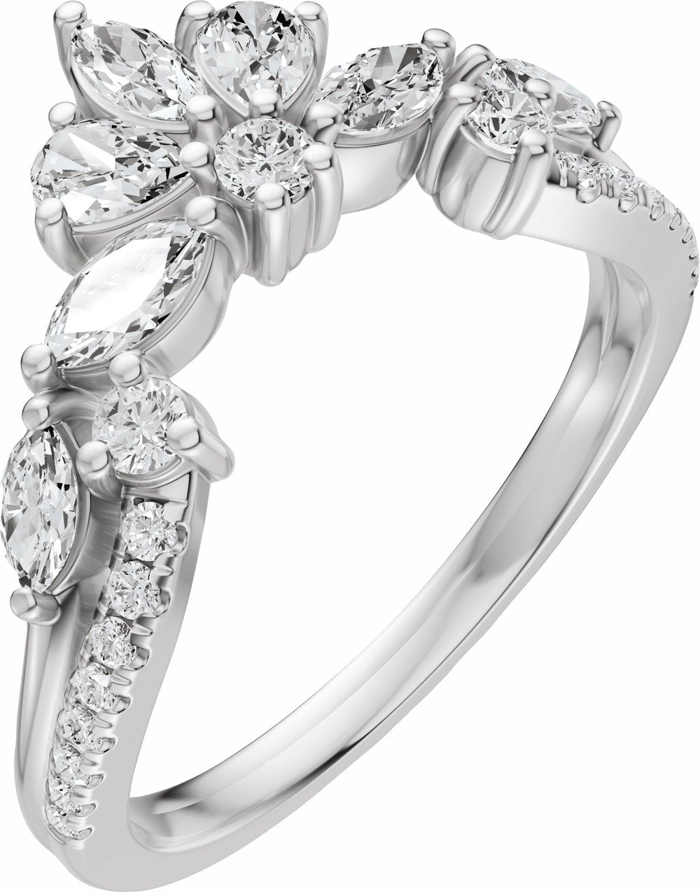 14K White Gold 3/4 CTW Lab-Grown Diamond Contour Band