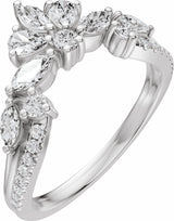 14K White Gold 3/4 CTW Lab-Grown Diamond Contour Band