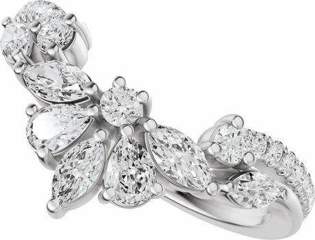 14K White Gold 3/4 CTW Natural Diamond Contour Band