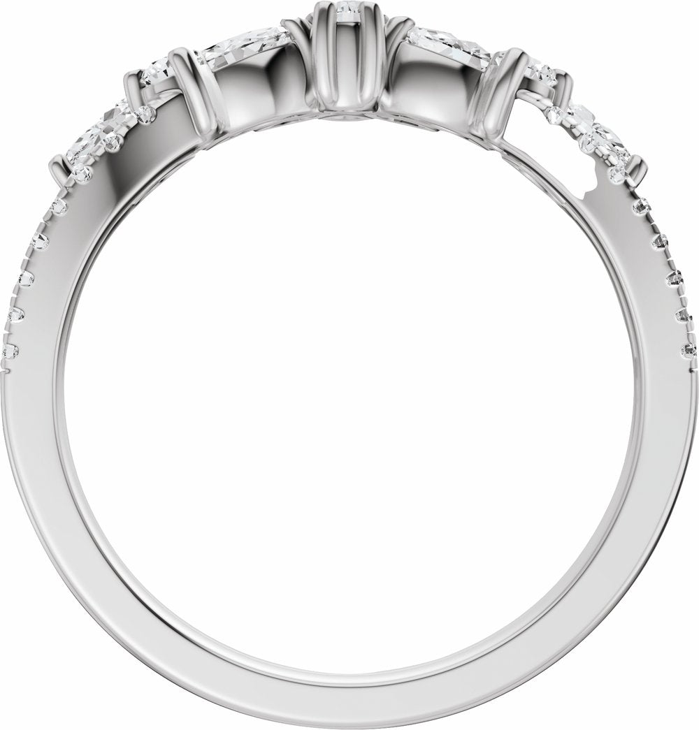 14K White Gold 3/4 CTW Lab-Grown Diamond Contour Band