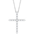 14K White 1/2 CTW Lab-Grown Diamond Cross 16-18" Necklace