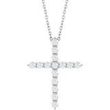 14K White 1/2 CTW Lab-Grown Diamond Cross 16-18" Necklace