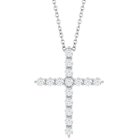 14K White 1/2 CTW Lab-Grown Diamond Cross 16-18" Necklace