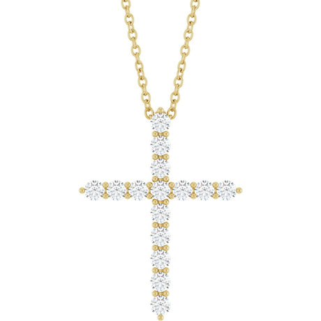 14K Yellow Gold 1/2 CTW Lab-Grown Diamond Cross 16-18" Necklace