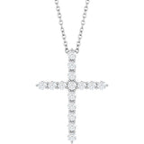 14K White Gold 1/2 CTW Natural Diamond Cross 16-18" Necklace