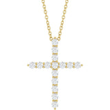 14K Yellow Gold 1/2 CTW Lab-Grown Diamond Cross 16-18" Necklace