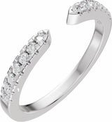 14K White Gold 1/6 CTW Natural Diamond Open Band Size 7