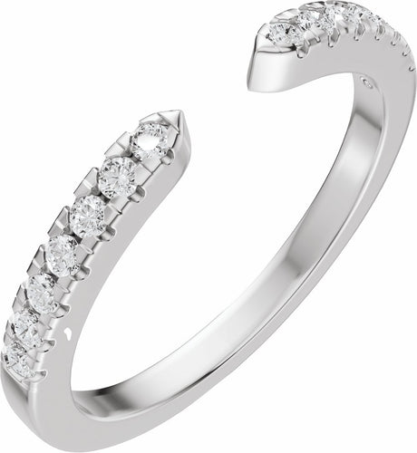 14K White Gold 1/6 CTW Natural Diamond Open Band Size 7