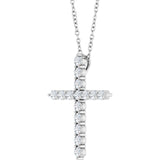 14K White 1/2 CTW Lab-Grown Diamond Cross 16-18" Necklace