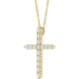 14K Yellow Gold 3/8 CTW Natural Diamond Cross 16-18" Necklace