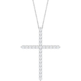 14K White Gold 1 CTW Lab-Grown Diamond Cross 16-18" Necklace