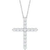 14K White Gold 3/4 CTW Natural Diamond Cross 16-18" Necklace