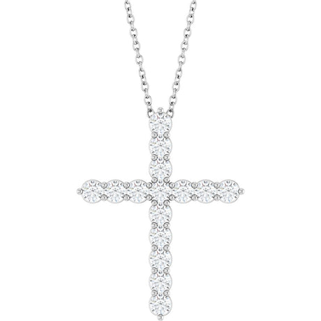 14K White Gold 3/4 CTW Natural Diamond Cross 16-18" Necklace