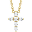 14K Yellow Gold 1/6 CTW Natural Diamond Cross 16-18" Necklace
