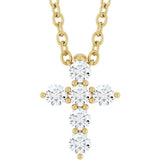 14K Yellow Gold 1/6 CTW Natural Diamond Cross 16-18" Necklace